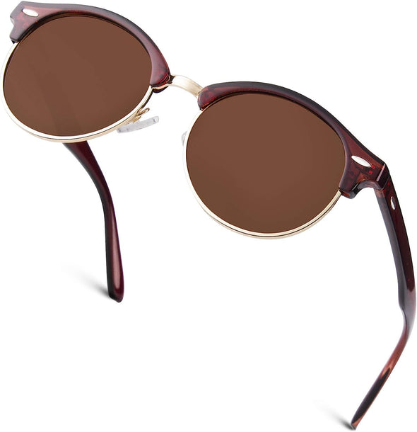 JOLLYNOVA Classic Horn Rimmed Semi Rimless Polarized Sunglasses for Men Women GQO6