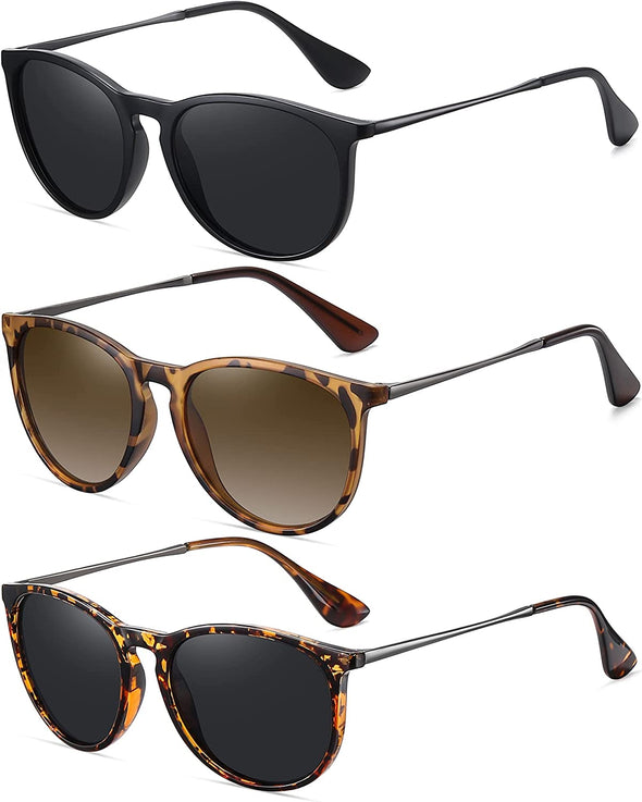 WOWSUN Polarized Sunglasses for Women Vintage Retro Round Mirrored Lens
