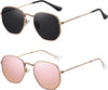 JOLLYNOVA Polarized Hexagon Sunglasses for Women Men Polygon Square Sun Glasses UV400 Protection Metal Frame