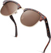 JOLLYNOVA Classic Horn Rimmed Semi Rimless Polarized Sunglasses for Men Women GQO6
