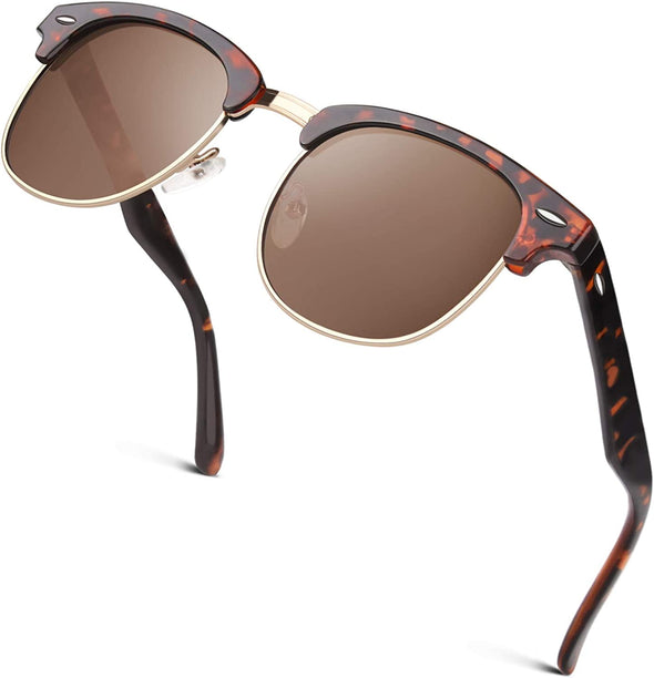 JOLLYNOVA Classic Horn Rimmed Semi Rimless Polarized Sunglasses for Men Women GQO6