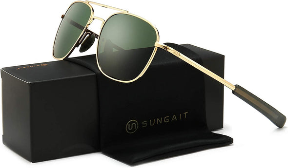 JOLLYNOVA Men's Military Style Polarized Pilot Aviator Sunglasses Bayonet Temples