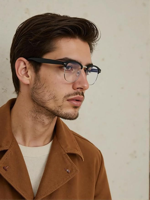 JollyNova HD7 Readers Anti-Blue Light Men's Half Frame Reading Glasses