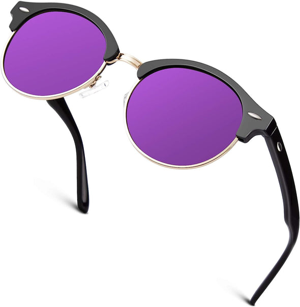 JOLLYNOVA Classic Horn Rimmed Semi Rimless Polarized Sunglasses for Men Women GQO6