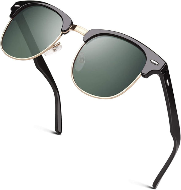 JOLLYNOVA Classic Horn Rimmed Semi Rimless Polarized Sunglasses for Men Women GQO6