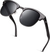 JOLLYNOVA Classic Horn Rimmed Semi Rimless Polarized Sunglasses for Men Women GQO6