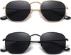 JOLLYNOVA Polarized Hexagon Sunglasses for Women Men Polygon Square Sun Glasses UV400 Protection Metal Frame