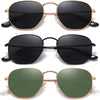JOLLYNOVA Polarized Hexagon Sunglasses for Women Men Polygon Square Sun Glasses UV400 Protection Metal Frame