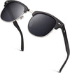 JOLLYNOVA Classic Horn Rimmed Semi Rimless Polarized Sunglasses for Men Women GQO6