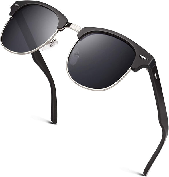 JOLLYNOVA Classic Horn Rimmed Semi Rimless Polarized Sunglasses for Men Women GQO6