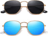 JOLLYNOVA Polarized Hexagon Sunglasses for Women Men Polygon Square Sun Glasses UV400 Protection Metal Frame