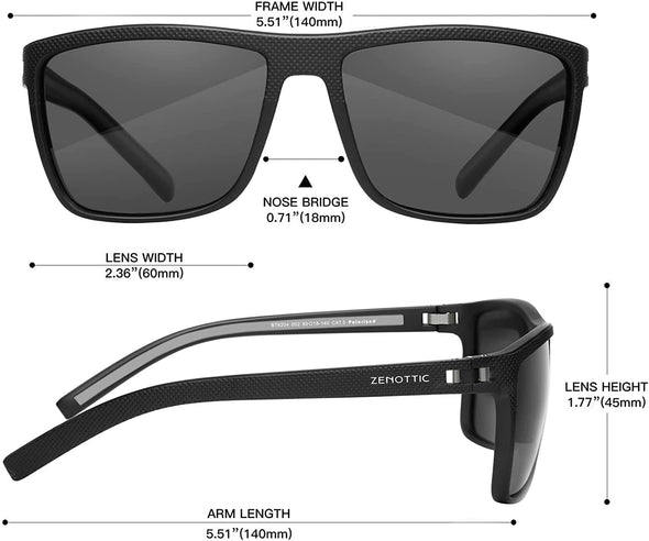 JOLLYNOVA Polarized Sunglasses for Men Lightweight TR90 Frame UV400 Protection Square Sun Glasses