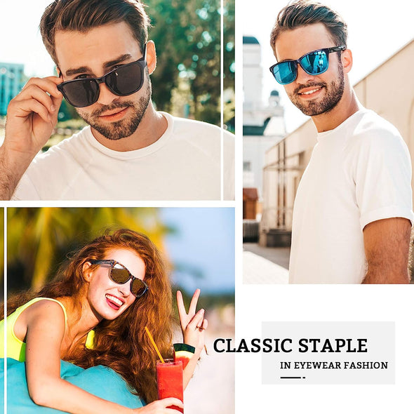 JOLLYNOVA Classic Horn Rimmed Semi Rimless Polarized Sunglasses for Men Women GQO6