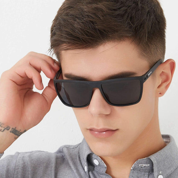 JOLLYNOVA Polarized Sunglasses for Men Lightweight TR90 Frame UV400 Protection Square Sun Glasses