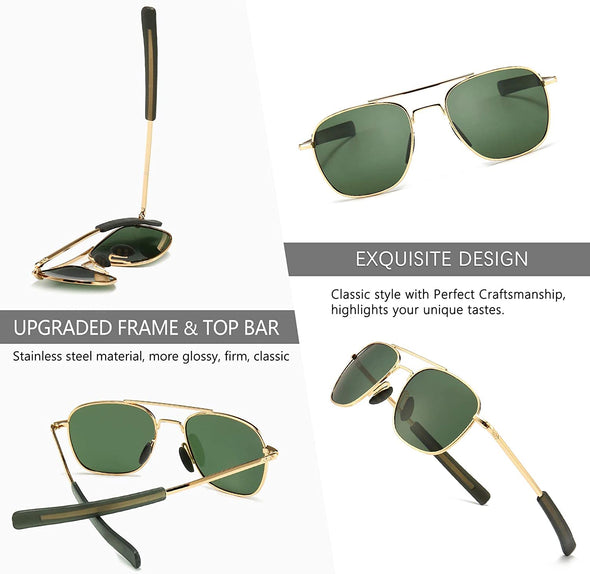 JOLLYNOVA Men's Military Style Polarized Pilot Aviator Sunglasses Bayonet Temples