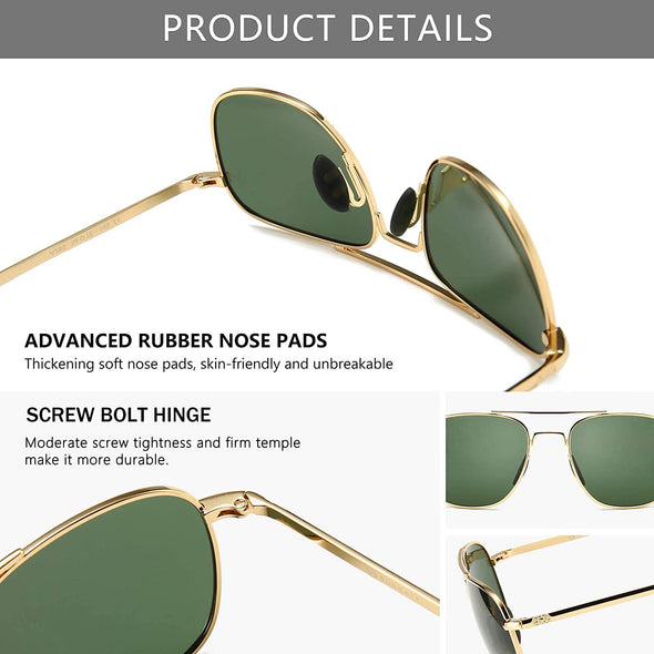 JOLLYNOVA Men's Military Style Polarized Pilot Aviator Sunglasses Bayonet Temples