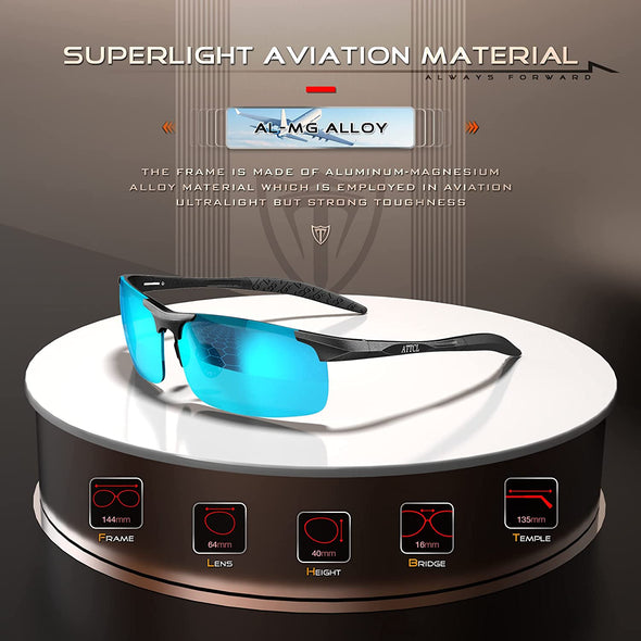 JOLLYNOVA Men's Fashion Driving Polarized Sunglasses for Men - Al-Mg metal Ultralight Frame