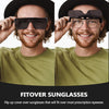 LVIOE Polarized Flip Up Sunglasses Fit Over Prescription Glasses for Men Women Wrap Around Shades for Driving LS836