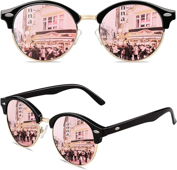JOLLYNOVA Classic Horn Rimmed Semi Rimless Polarized Sunglasses for Men Women GQO6
