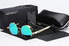 Men's Retro Round Metal HD Polarized Punk Steampunk Sunglasses