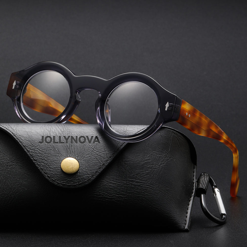 VFDHN Rivet Acetate Glasses Frame Women Eyewear Men Eyeglasses Frame Clear UV400 Glasses,1,One Size - View #9