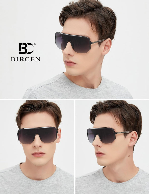 BIRCEN Polarized Sunglasses for Men UV - Protection Wrap Around Trendy Mens Shady Rays Sport Shades for Golf Cycling Fishing