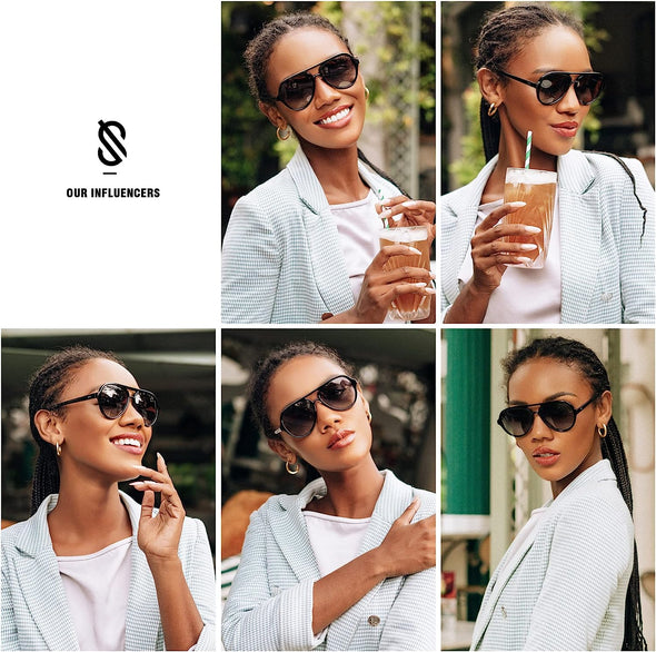 Jollynova Retro Polarized Aviator Sunglasses Womens Mens Classic Double Bridge Sun Glasses SJ2201