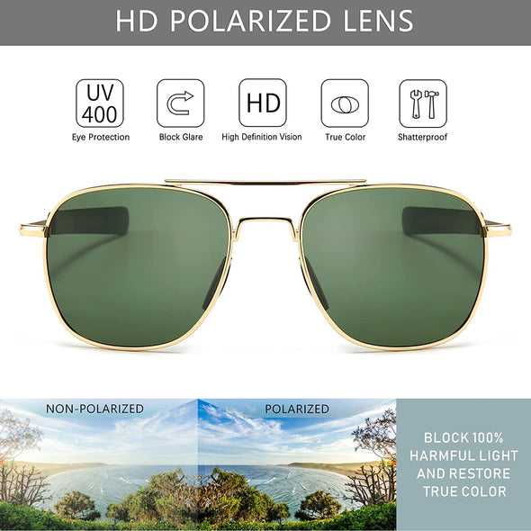 JOLLYNOVA Men's Military Style Polarized Pilot Aviator Sunglasses Bayonet Temples