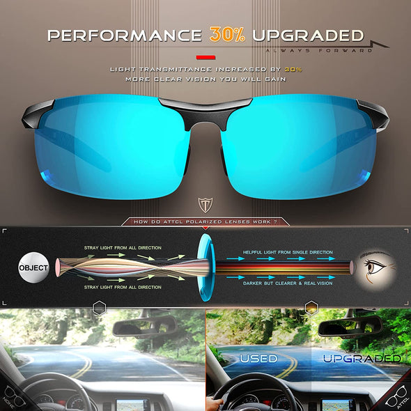 JOLLYNOVA Men's Fashion Driving Polarized Sunglasses for Men - Al-Mg metal Ultralight Frame