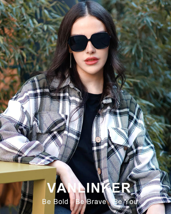 VANLINKER Trendy Oversized Square Polarized Sunglasses for Women Men Big Large 70s Shades Lentes De Sol Para Mujer VL9765