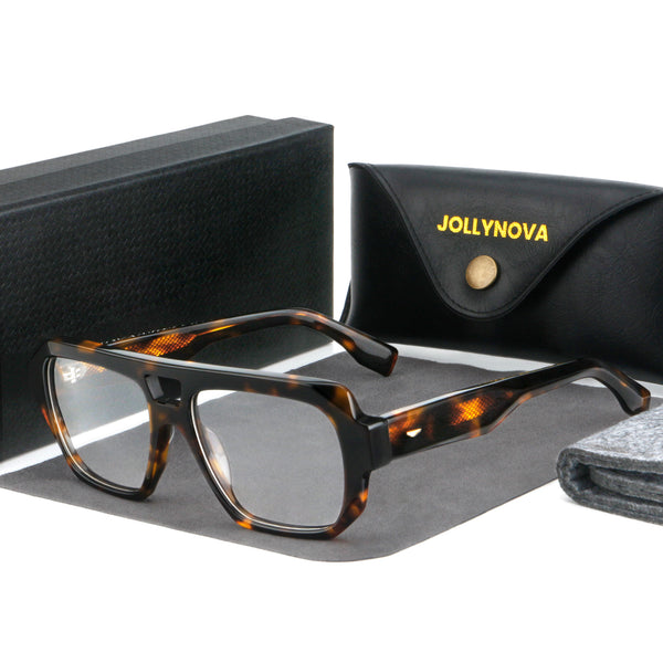 Audra Double-bridge Retro Acetate Aviator Glasses Frame