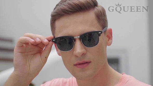 JOLLYNOVA Classic Horn Rimmed Semi Rimless Polarized Sunglasses for Men Women GQO6