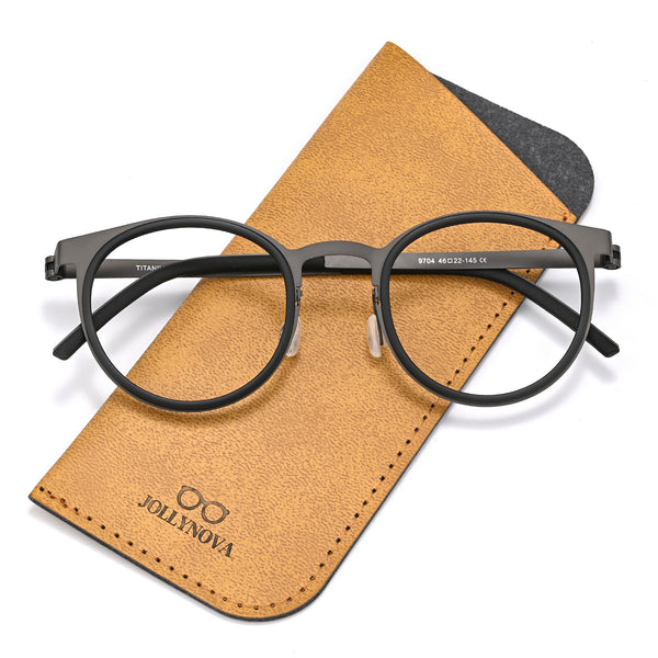 Leander Titanium Vintage Round Eyeglasses Frames