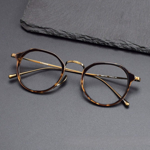 Draz Titanium Vintage Geometric Eyeglasses Frames
