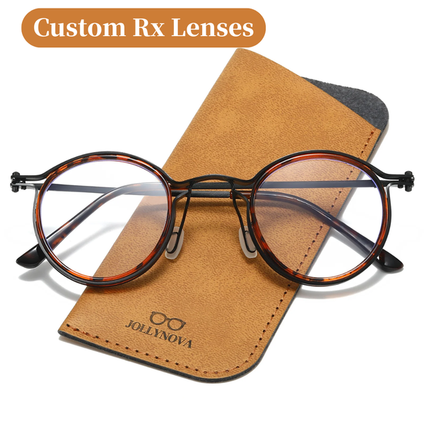 [Custom Prescription Available] JollyNova HD7 Readers Retro Round Optical Metal Glasses Frame