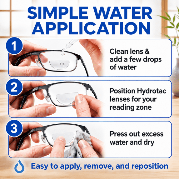 Stick-On Bifocal Magnifying Lenses Reusable Adhesive Lenses for Sunglasses Eyewear (2-pack)