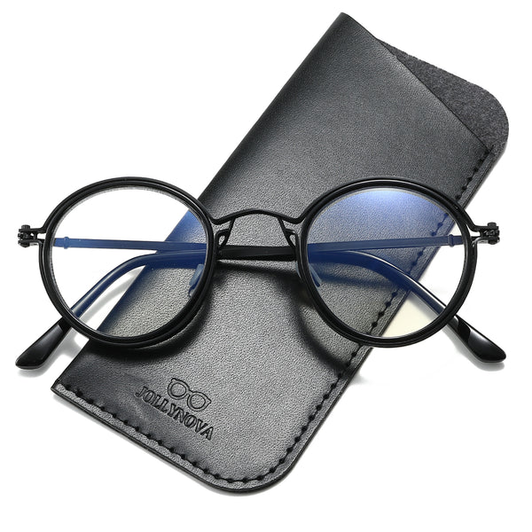 JollyNova HD7 Readers Anti-Blue Light Men's Vintage Round Progressive Multi-focus Reading Glasses