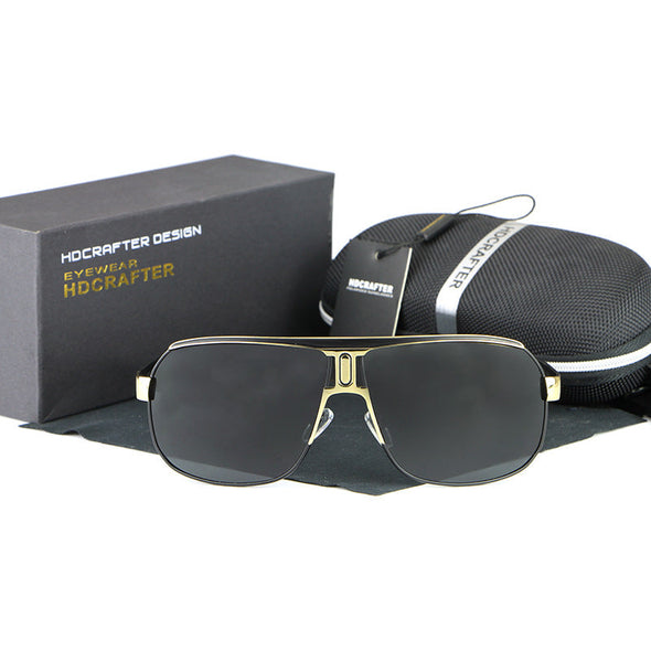 Hdcrafter Men's Full Rim Alloy Rectangle Frame Polarized Sunglasses Le028