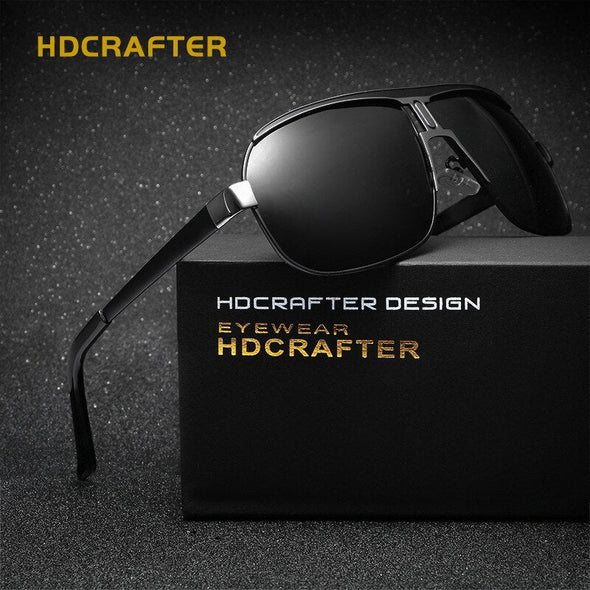 Hdcrafter Men's Full Rim Alloy Rectangle Frame Polarized Sunglasses Le028