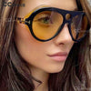 CCSpace Unisex Full Rim Round Goggle Acetate Double Bridge Frame Sunglasses 53351