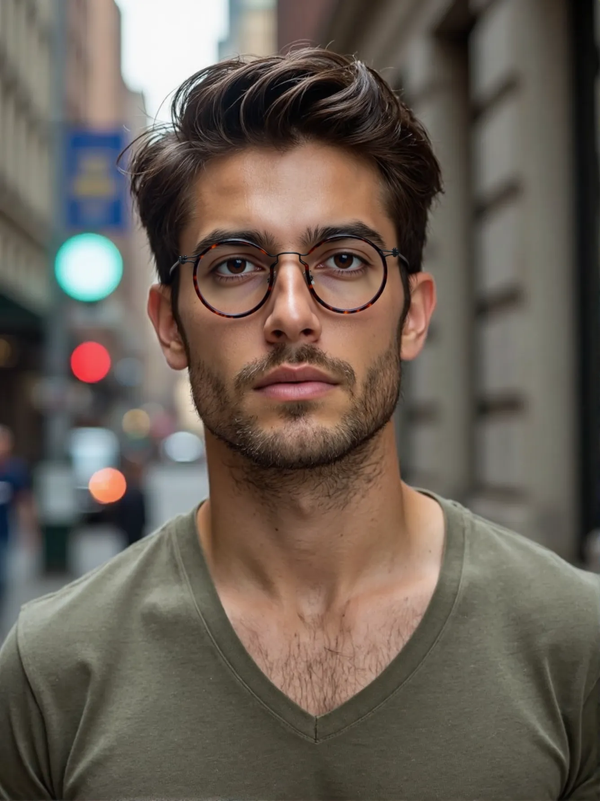 JollyNova HD7 Readers Anti-Blue Light Men's Vintage Round Progressive Multi-focus Reading Glasses