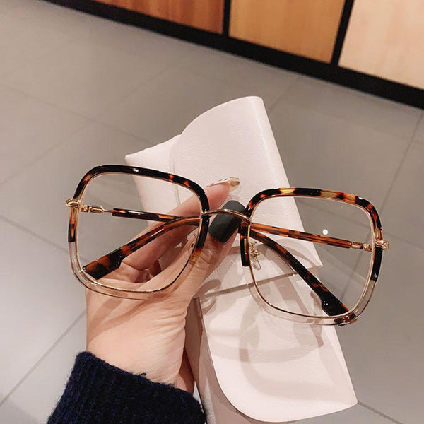 Anti-blue Light Glasses Frame Vintage Large Square Eyeglasses Blocking Blue-ray Oversized Spectacles Frames