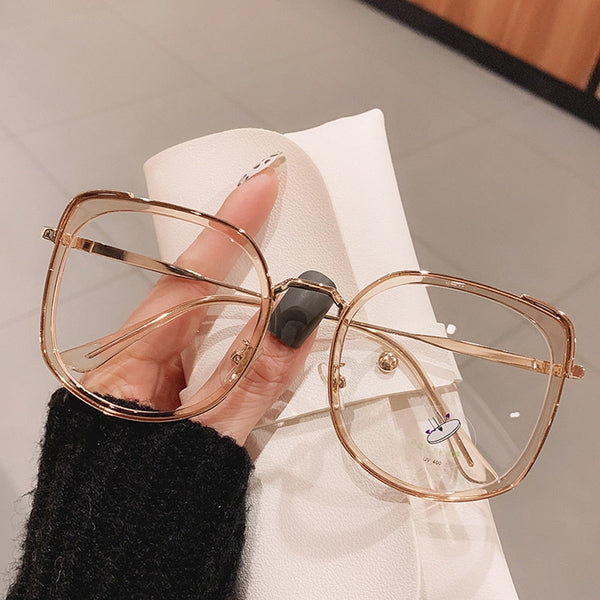 Anti-blue Light Glasses Frame Vintage Large Square Eyeglasses Blocking Blue-ray Oversized Spectacles Frames