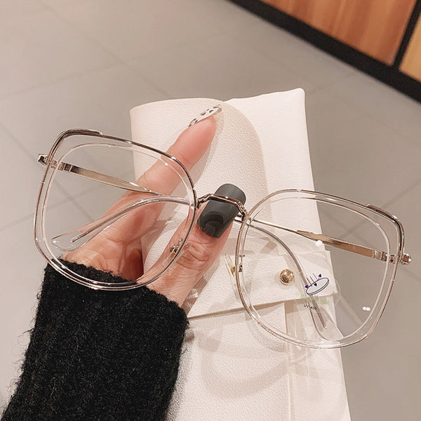 Anti-blue Light Glasses Frame Vintage Large Square Eyeglasses Blocking Blue-ray Oversized Spectacles Frames