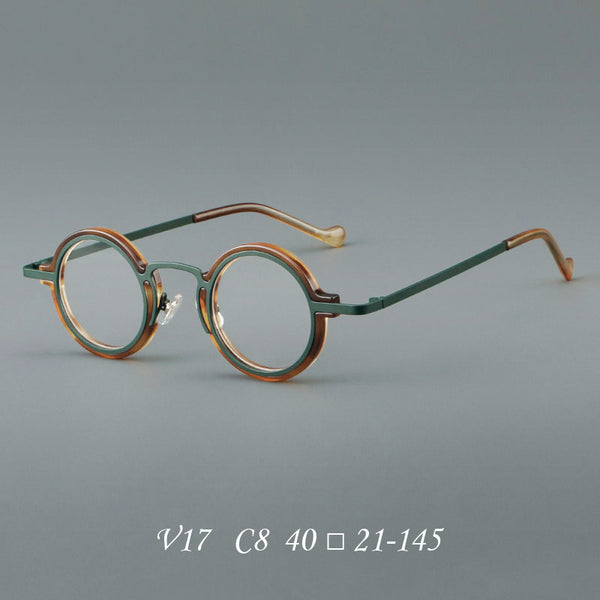 New plate small round frame glasses V17 retro eye frame metal flat light Danyang spot wholesale, can be equipped with reading glasses