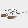 Chez Square Titanium Glasses Frame With Magnetic Sunglasses Clips