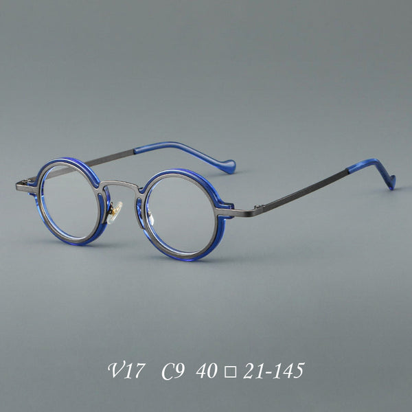 New plate small round frame glasses V17 retro eye frame metal flat light Danyang spot wholesale, can be equipped with reading glasses