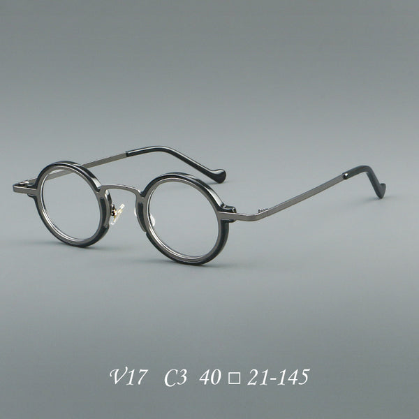 New plate small round frame glasses V17 retro eye frame metal flat light Danyang spot wholesale, can be equipped with reading glasses