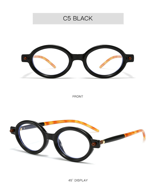 New fashion oval frame glasses frame men's and women's retro posing anti-blue light flat glasses nerd flat glasses