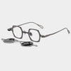 Hux Geometric Titanium Glasses Frame With Magnetic Sunglasses Clips